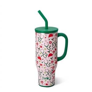 NEW SWIG LIFE santa's scrubs mega mug - 30oz in pink & red